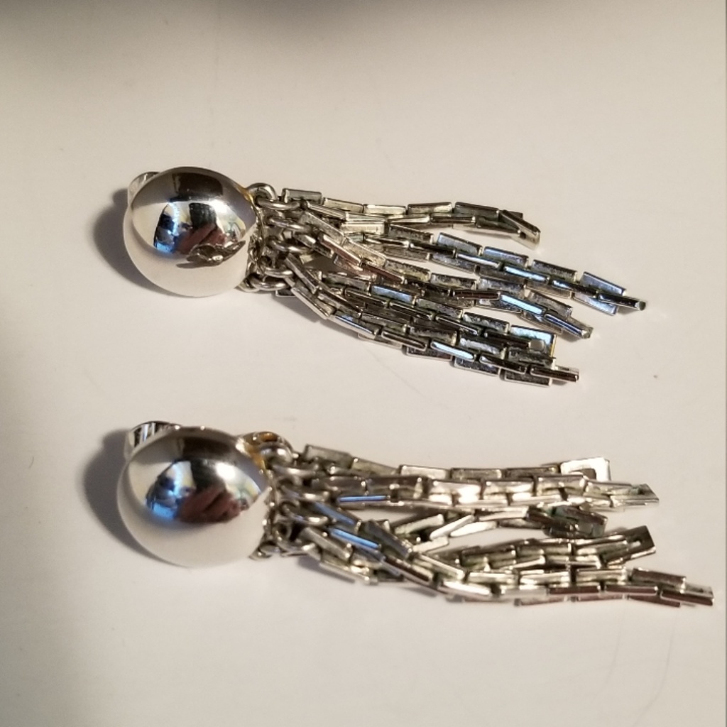Monet Silver Tassel Clipon Earrings 126